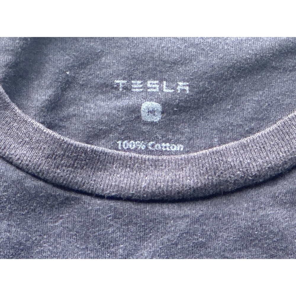 Tesla Logo T Shirt Mens Large Black 100% Cotton Graphic Crew Neck Tee M - Picture 3 of 5